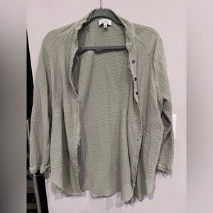 Casual Olive Button Down Shirt for Women